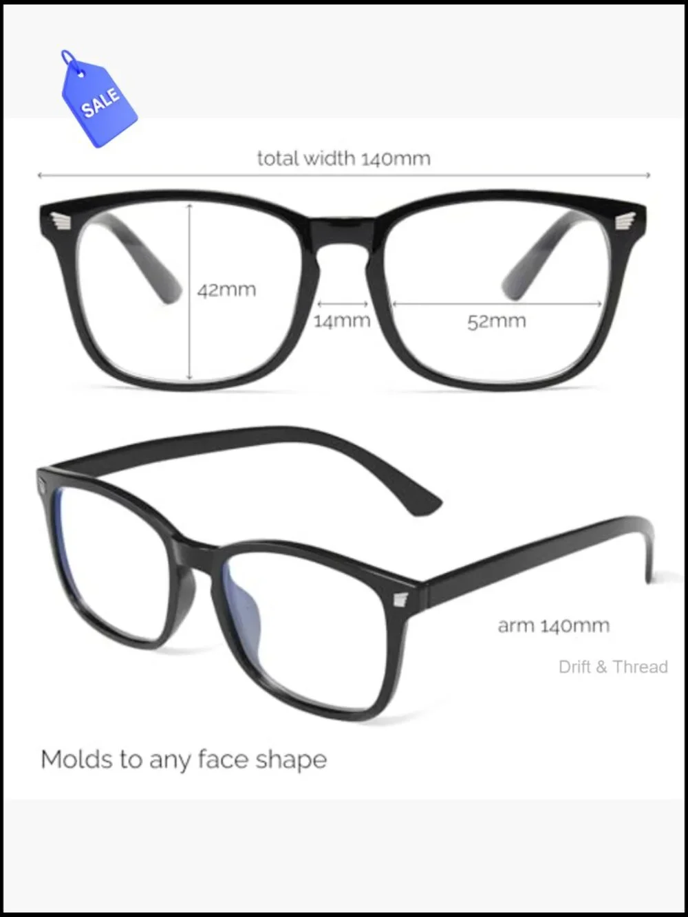 Blue Light Blocking Glasses for Computer Work, UV Protection, TR90 Frame